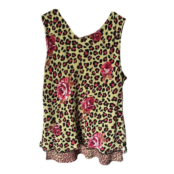 F.J. Malik Women's Sleeveless Floral Animal Print Top - Picture 2 of 6
